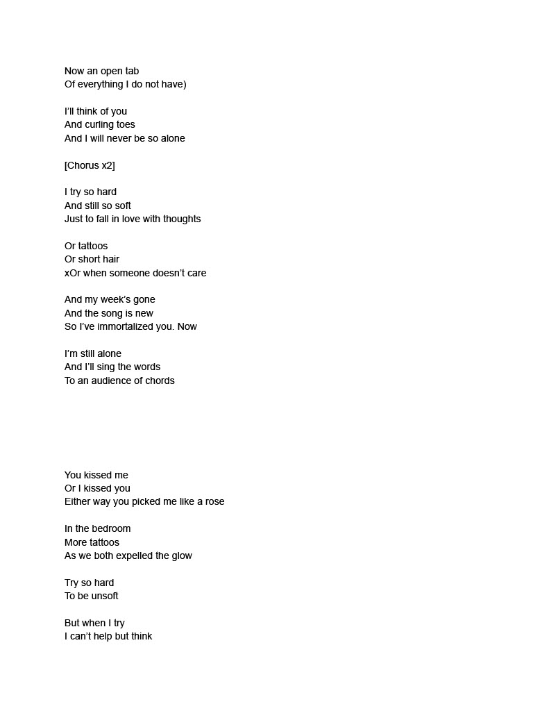 Pinkerton Lyrics Sheet 2